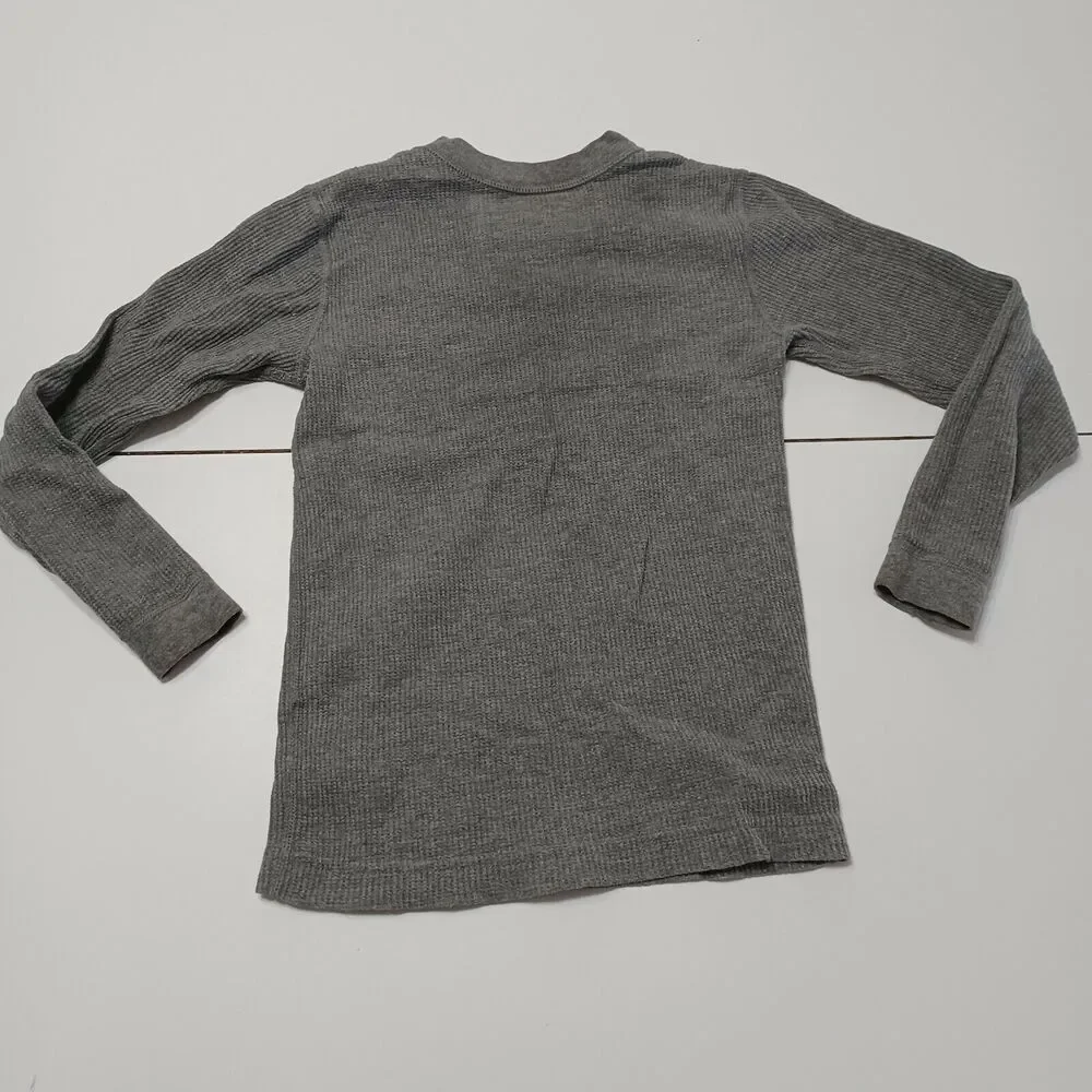Magellan Boy Youth Small Thermal T-Shirt Gray Waffle Knit Long Sleeve Undershirt